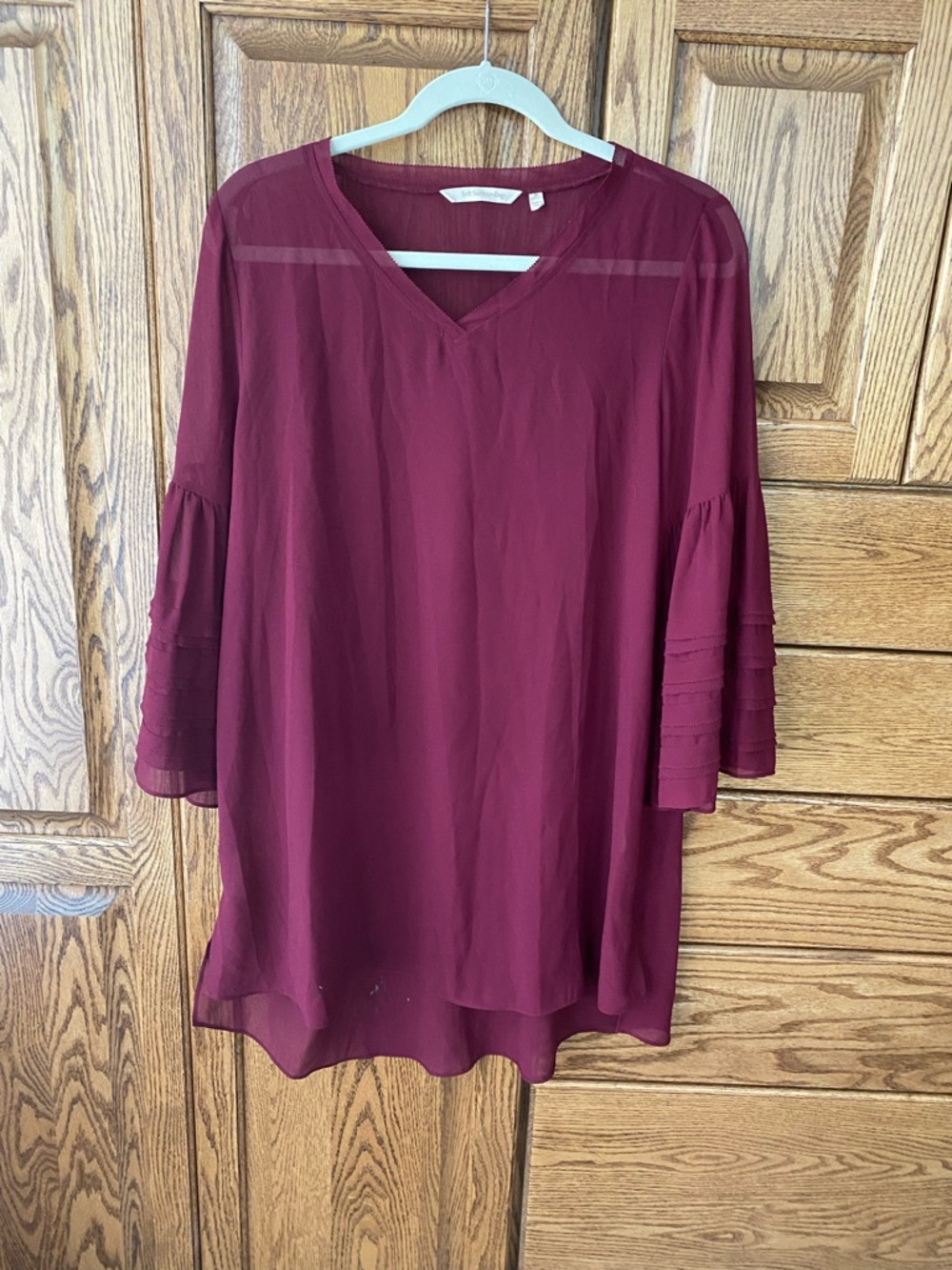 Soft Surroundings Burgundy V-Neck Bell Sleeve Swim Tunic Coverup